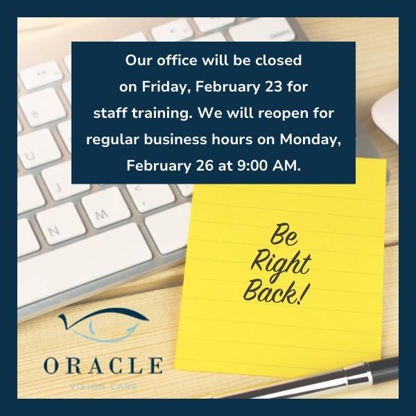 Office closed Feb 23 for staff training. Reopening Feb 26 at 9am.